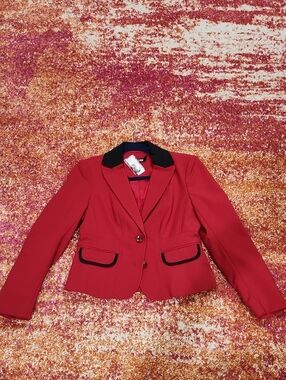 NWT! NY&CO Red PETITE Blazer with Black Trim